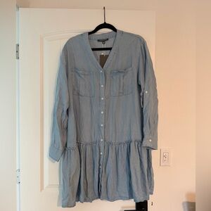 Laurel Gray Light Blue denim Button-Down mini Dress